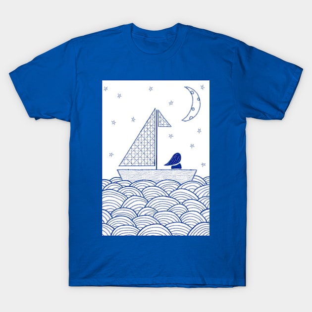 Night Boat T-Shirt by Charlotsart